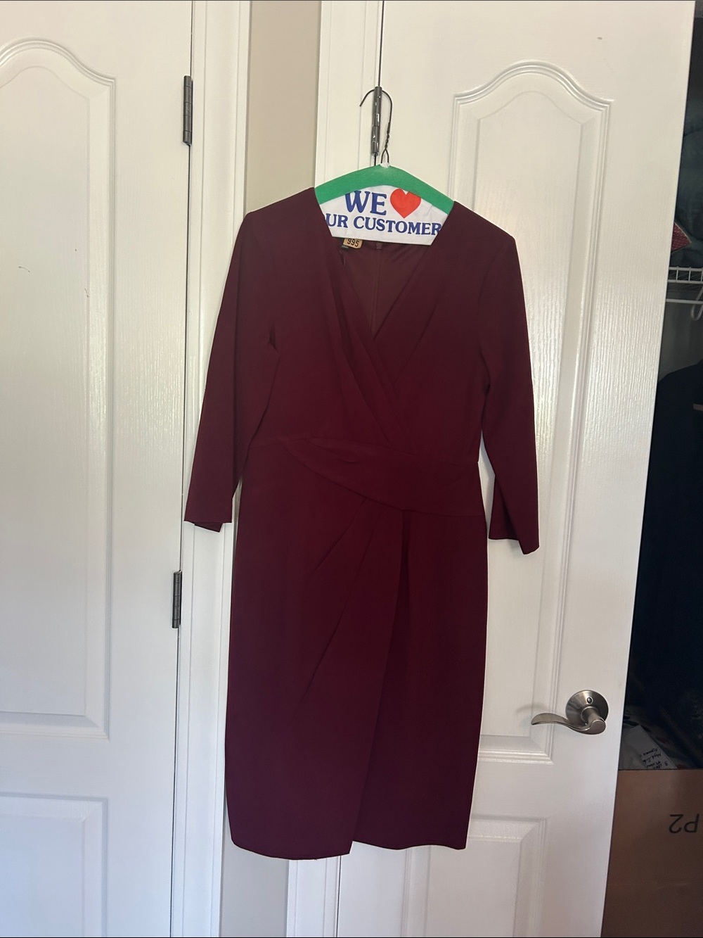 Talbots Burgundy Faux Wrap Midi Dress